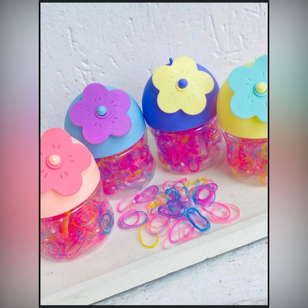 FLOWER POWER 🌼Colorful Flower Lid Hair Tie Jars